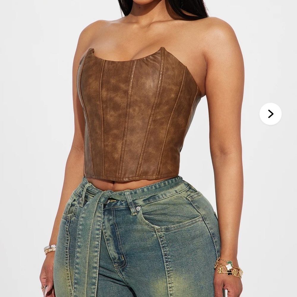 Fashion Nova Brown Strapless Crop Top